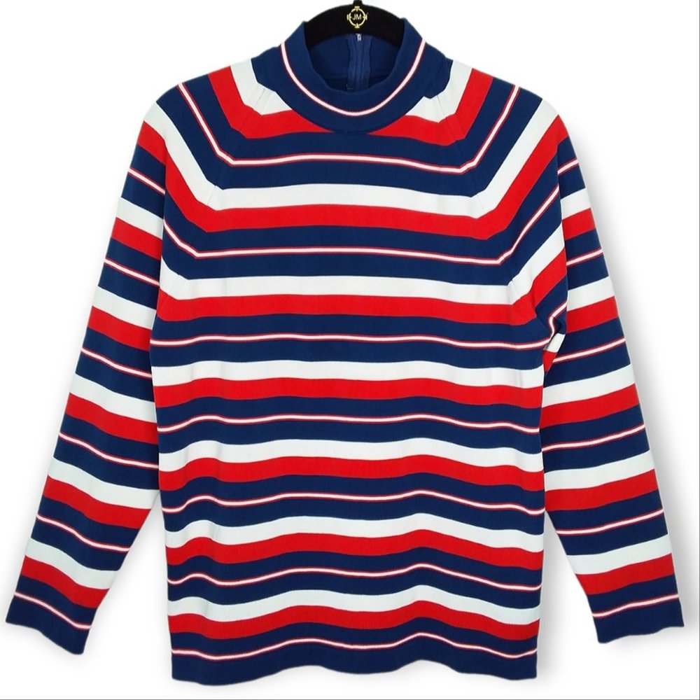 Vtg 60s Sears JR Bazaar Bon-Lon Knits Top Shirt Size Medium Striped Nautical